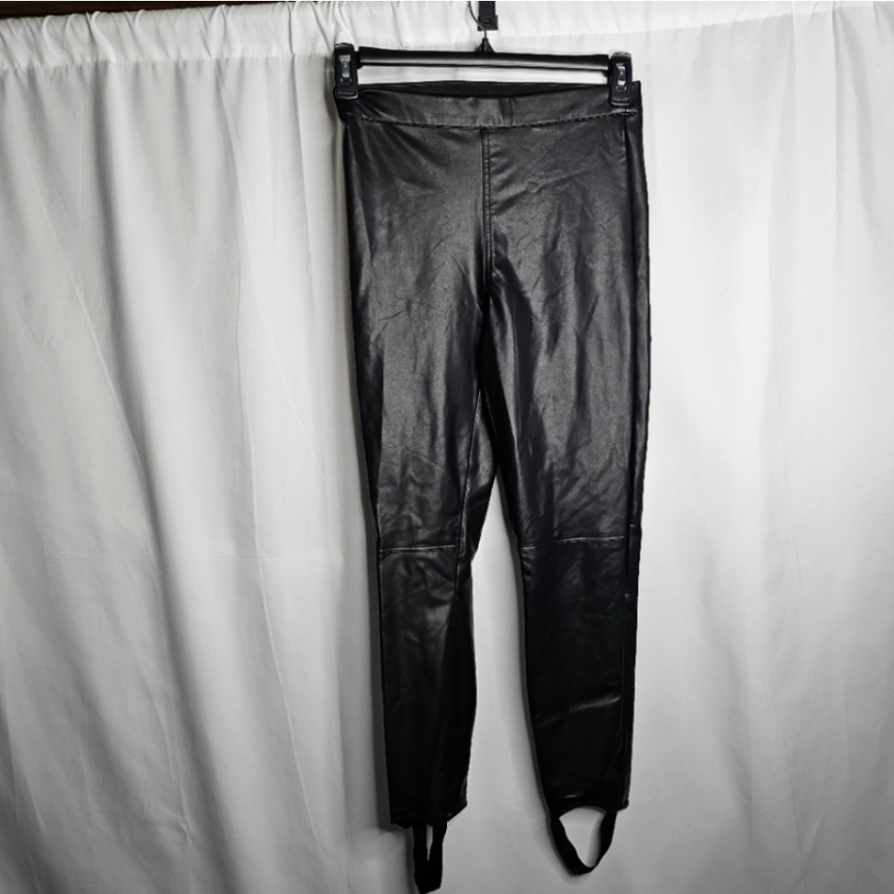 Blank- NYC black faux / vegan leather mid rise skinny pull on pant